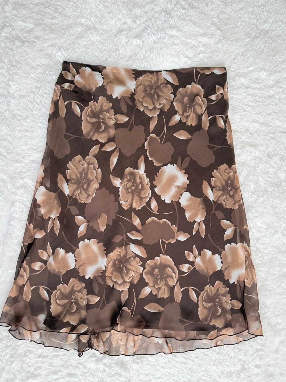 Brown Floral A-Line Skirt - Women